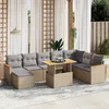 Image de vidaXL Vidaxl Salon De Jardin Avec Coussins 9 Pcs Beige Résine Tressée