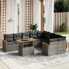 Image de Vidaxl Salon De Jardin Avec Coussins 10 Pcs Gris RÃ©sine TressÃ©e