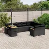 Image de vidaXL Salon de jardin 10 pcs avec coussins noir résine tressée