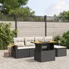 Image de vidaXL Salon de jardin 6 pcs avec coussins noir résine tressée