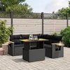 Image de vidaXL Salon de jardin 6 pcs avec coussins noir résine tressée