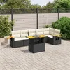 Image de vidaXL Salon de jardin 7 pcs avec coussins noir résine tressée