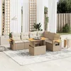 Image de Vidaxl Salon De Jardin Avec Coussins 7 Pcs Beige RÃ©sine TressÃ©e