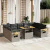 Image de Vidaxl Salon De Jardin Avec Coussins 10 Pcs Gris RÃ©sine TressÃ©e