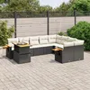 Image de Vidaxl Salon De Jardin 10 Pcs Avec Coussins Noir RÃ©sine TressÃ©e
