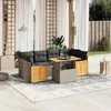 Image de Vidaxl Salon De Jardin Avec Coussins 7 Pcs Gris RÃ©sine TressÃ©e