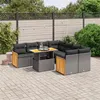 Image de vidaXL Salon de jardin 9 pcs avec coussins noir résine tressée
