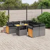 Image de Vidaxl Salon De Jardin 9 Pcs Avec Coussins Noir RÃ©sine TressÃ©e