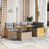 Image de Vidaxl Salon De Jardin Avec Coussins 6 Pcs Beige RÃ©sine TressÃ©e