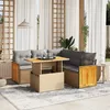 Image de Vidaxl Salon De Jardin Avec Coussins 6 Pcs Beige RÃ©sine TressÃ©e