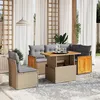 Image de Vidaxl Salon De Jardin Avec Coussins 6 Pcs Beige RÃ©sine TressÃ©e