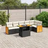 Image de vidaXL Salon de jardin 7 pcs avec coussins noir résine tressée