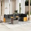 Image de Vidaxl Salon De Jardin Avec Coussins 7 Pcs Gris RÃ©sine TressÃ©e