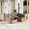 Image de Vidaxl Salon De Jardin Avec Coussins 7 Pcs Beige RÃ©sine TressÃ©e