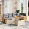 Image de Vidaxl Salon De Jardin Avec Coussins 7 Pcs Beige RÃ©sine TressÃ©e