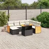 Image de vidaXL Salon de jardin 8 pcs avec coussins noir résine tressée