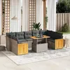 Image de Vidaxl Salon De Jardin Avec Coussins 10 Pcs Gris RÃ©sine TressÃ©e