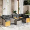 Image de Vidaxl Salon De Jardin 11 Pcs Avec Coussins Gris RÃ©sine TressÃ©e