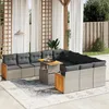 Image de Vidaxl Salon De Jardin 11 Pcs Avec Coussins Gris RÃ©sine TressÃ©e