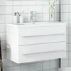 Image de vidaXL Armoire lavabo de salle de bain avec bassin intégré blanc3278776