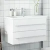 Image de vidaXL Vidaxl Armoire Lavabo De Salle De Bain Avec Bassin Intégré Blanc