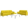 Image de vidaXL Ensemble de canapés 3 pcs avec repose-pied jaune clair tissu3278332