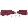 Image de vidaXL Ensemble de canapÃ©s 3 pcs avec repose-pied rouge bordeaux tissu