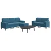 Image de vidaXL Vidaxl Ensemble De Canapés 3pcs Et Coussins Et Traversins Bleu Velours