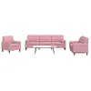 Image de vidaXL Ensemble de canapÃ©s 3pcs et coussins et traversins rose velours