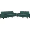 Image de vidaXL Ensemble de canapés 2 pcs avec coussins Vert foncé Velours3278473