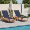 Image de vidaXL Vidaxl Chaises Longues Lot De 2 Table Bleu Bois D'acacia Et Textilène