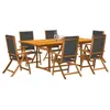 Image de vidaXL Ensemble à Manger de jardin 7pcs bois d'acacia solide textilène