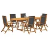 Image de vidaXL Ensemble à Manger de jardin 7pcs bois d'acacia solide textilène