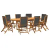 Image de vidaXL Ensemble à manger de jardin 9pcs bois d'acacia solide textilène