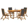 Image de vidaXL Ensemble à manger de jardin 5pcs bois d'acacia solide textilène