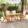 Image de Vidaxl Ensemble Ã Manger De Jardin 5pcs Bois D'acacia Solide TextilÃ¨ne