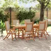 Image de Vidaxl Ensemble Ã Manger De Jardin 7pcs Bois D'acacia Solide TextilÃ¨ne