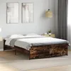 Image de vidaXL Cadre de lit chêne fumé 120x200 cm bois d'ingénierie et métal