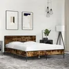 Image de vidaXL Cadre de lit chêne fumé 120x200 cm bois d'ingénierie et métal