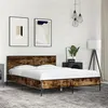 Image de vidaXL Cadre de lit chêne fumé 140x200 cm bois d'ingénierie et métal