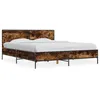 Image de vidaXL Cadre de lit chêne fumé 150x200 cm bois d'ingénierie et métal