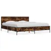 Image de vidaXL Cadre de lit chêne fumé 200x200 cm bois d'ingénierie et métal