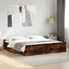 Image de vidaXL Cadre de lit et tiroirs chêne fumé 200x200 cm bois d'ingénierie