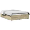 Image de vidaXL Cadre de lit avec tiroirs sans matelas chÃªne sonoma 140x190 cm