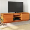 Image de vidaXL Meuble TV cire marron 140x35x40 cm bois pin massif