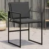 Image de vidaXL Chaises de jardin et coussins lot de 4 noir acier et textilène4008584