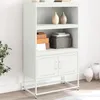 Image de vidaXL Buffet haut blanc 68,5x38,5x123,5 cm acier