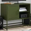 Image de vidaXL Meuble TV vert olive 68x39x60,5 cm acier846522