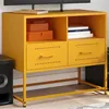 Image de vidaXL Meuble TV jaune moutarde 68x39x60,5 cm acier846551
