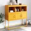 Image de vidaXL Buffet jaune moutarde 100,5x39x107 cm acier846593